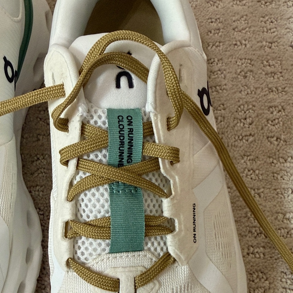 On CloudRunner White & Olive Women’s Sneakers - Picture 4 of 5